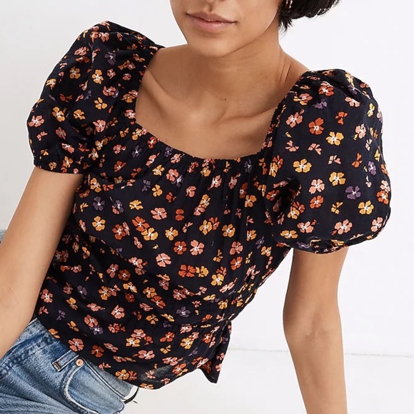 Madewell | Smocked-Waist Crop Top in Aloha Floral - Picture 1 of 8